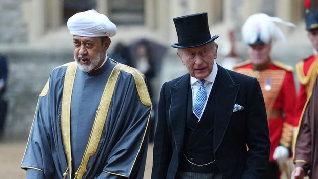 BRITAIN-ROYALS/OMAN Britain's King Charles and Oman's Sultan Haitham bin Tariq at Windsor Castle in Windsor, Britain, October 20, 2026. Jonathan Brady/Pool via REUTERS