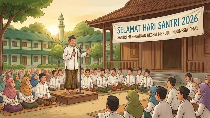 Ilustrasi sambutan Hari Santri Nasional 2026. (Gemini AI)