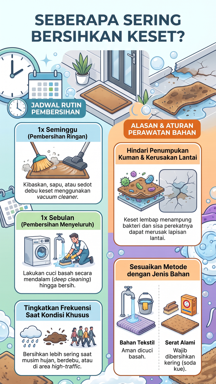 Infografis cara membersihkan keset