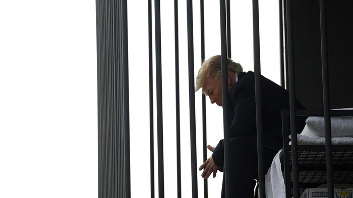 A person dressed up as US President Donald Trump inside a mock prison cell during a performance in Tehran, Iran, October 21, 2026. Majid Asgaripour/WANA (West Asia News Agency) via REUTERS ATTENTION EDITORS - THIS PICTURE WAS PROVIDED BY A THIRD PARTY. ISRAEL OUT. NO COMMERCIAL OR EDITORIAL SALES IN ISRAEL. NO ACCESS FOR ISRAELI MEDIA. NO USE BBC PERSIAN. NO USE VOA PERSIAN. NO USE MANOTO. NO USE IRAN INTERNATIONAL. NO USE RADIO FARDA. DIGITAL: NO USE BBC PERSIAN. NO USE VOA PERSIAN. NO USE MANOTO. NO USE IRAN INTERNATIONAL. NO USE RADIO FARDA.