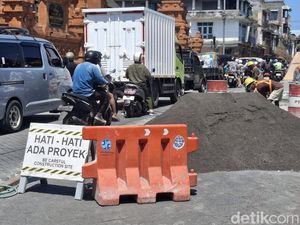 Jalan Gajah Mada Denpasar Macet Imbas Penataan, Dishub Minta Warga Maklum