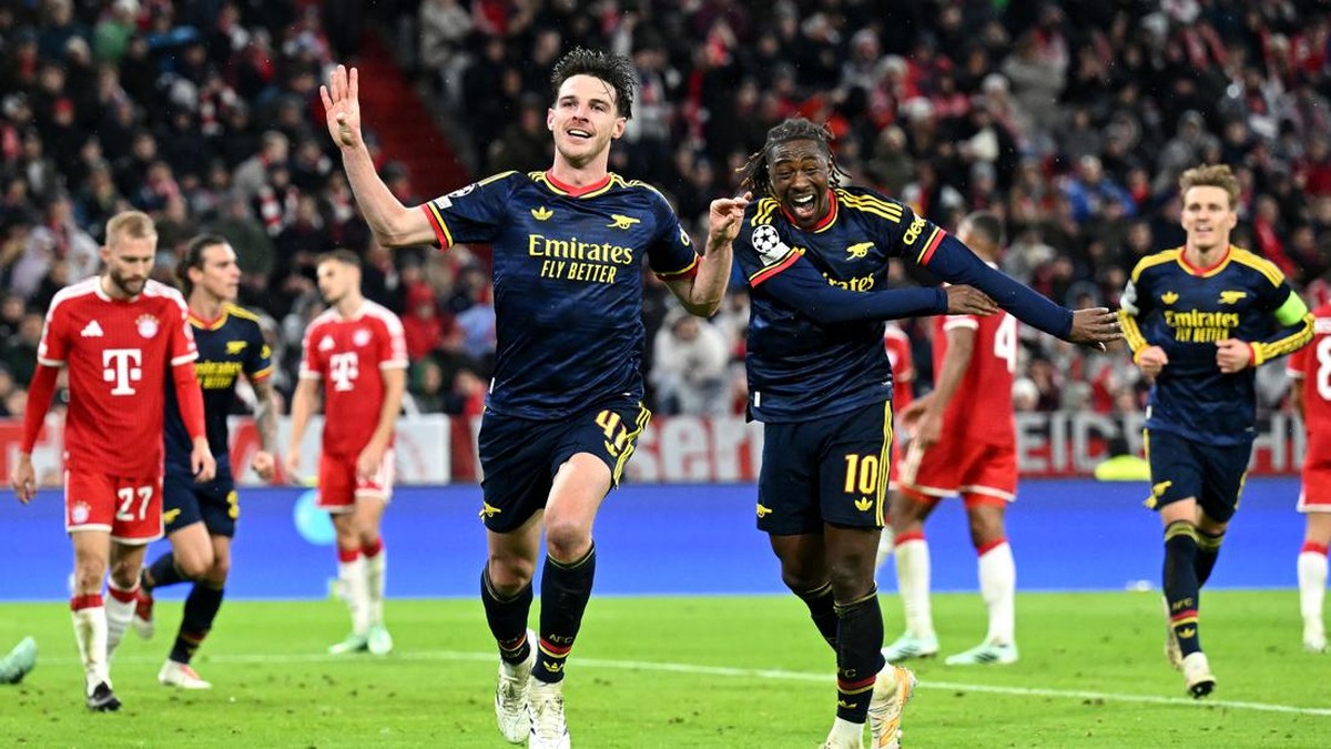 Momen Declan Rice merayakan golnya ke gawang Arsenal. (Foto: Arsenal FC via Getty Images/Stuart MacFarlane)