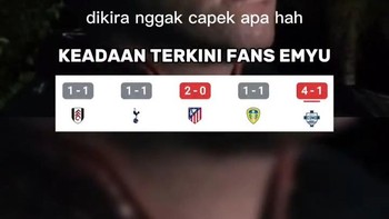 Como 4, MU 1. Fans Setan Merah cuma bisa menatap kosong sambil bertanya, kapan penderitaan ini berakhir? Dikira nggak capek apa, hah? Fans MU sudah terlalu sering diuji. Tiap pertandingan bukannya dapat tiga poin, malah tambah beban pikiran. Foto: X.com