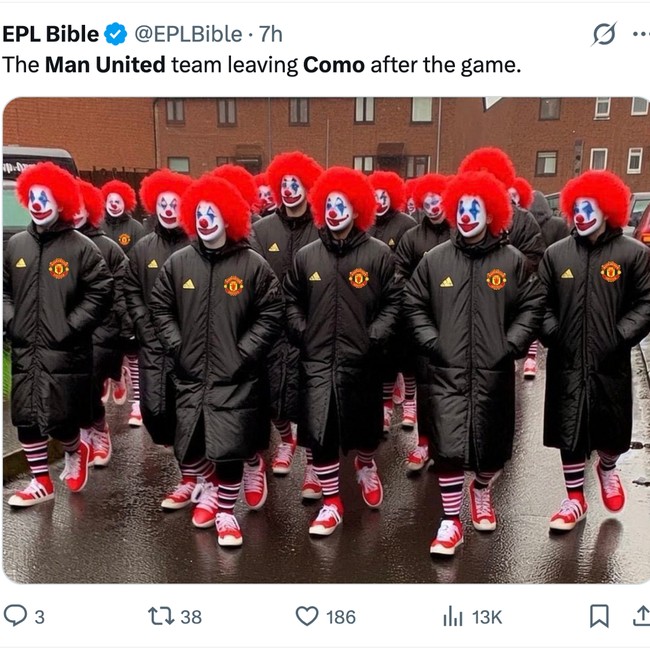 Meme Como Hancurkan Badut Merah MU 4-1 di Liga Champions