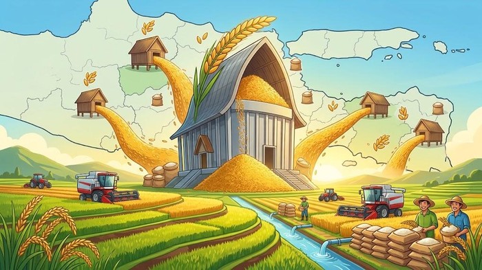Ilustrasi lumbung padi terbesar di Jawa Timur.