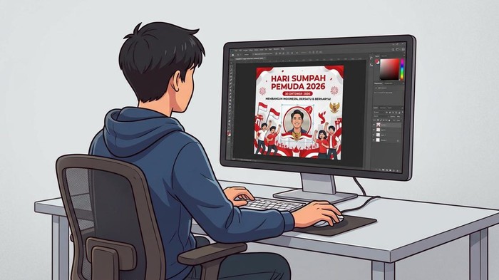 Ilustrasi Mengedit Twibbon Hari Sumpah Pemuda 2026