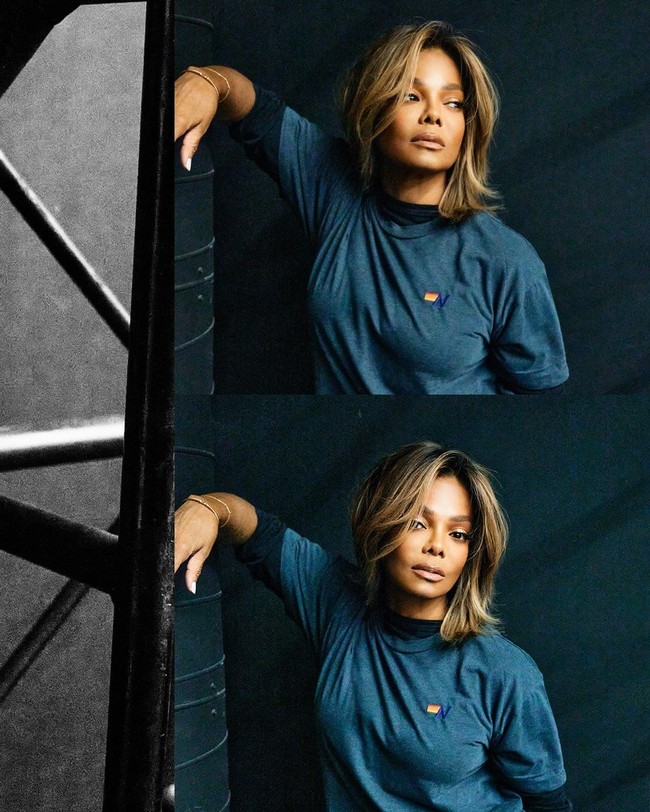 Dalam kesempatan itu, Janet terlihat dengan rambut pirang yang bervolume dan riasan bernuansa bronzy. Foto: Instagram @janetjackson