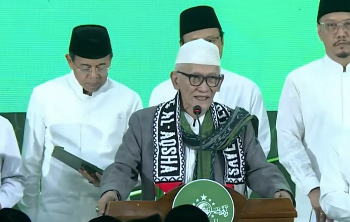 KH Miftachul Akhyar memimpin pelantikan PBNU masa khidmah 2026-2031, Sabtu (24/10/2026).