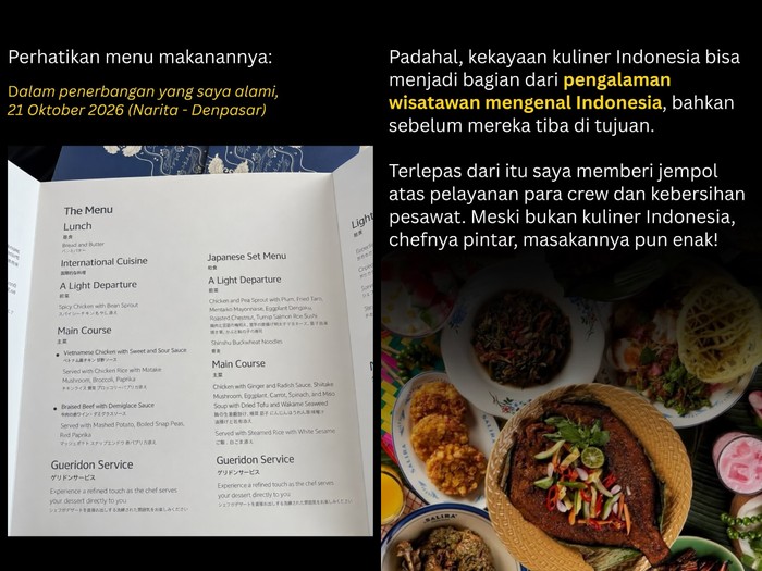 Menu makanan di Garuda Indonesia