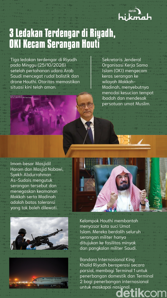 3 Ledakan Terdengar di Riyadh, OKI Kecam Serangan Houti