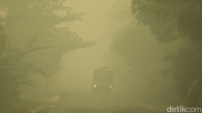 Kabut asap akibat kebakaran hutan dan lahan (karhutla) menyelimuti sejumlah kawasan di Kota Kuala Kapuas, Kabupaten Kapuas, Kalimantan Tengah, Minggu (25/10/2026). Asap pekat yang menyelimuti wilayah tersebut mengganggu aktivitas masyarakat dan membuat kondisi lingkungan tampak berkabut.