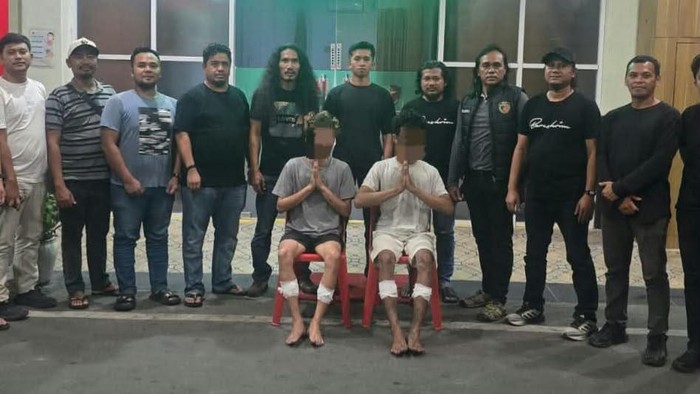 Tim gabungan usai menangkap kedua pelaku pembunuhan driver taksi online di Asahan.
