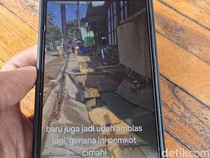 Baru Diperbaiki, Trotoar di Dekat Kantor Pemkot Cimahi Ambles