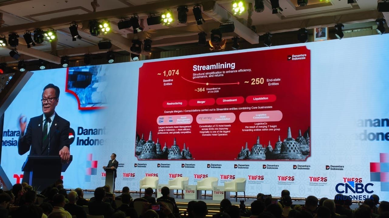 Danantara Indonesia akan menyelenggarakan Danantara Technology Innovation Investment Forum (DTIIF) 2026 untuk pertama kalinya pada 26–28 Oktober 2026 di Fairmont Jakarta. Danantara Indonesia akan menyelenggarakan Danantara Technology Innovation Investment Forum (DTIIF) 2026 untuk pertama kalinya pada 26–28 Oktober 2026 di Fairmont Jakarta. (CNBC Indonesia/Emir Yanwardhana)
