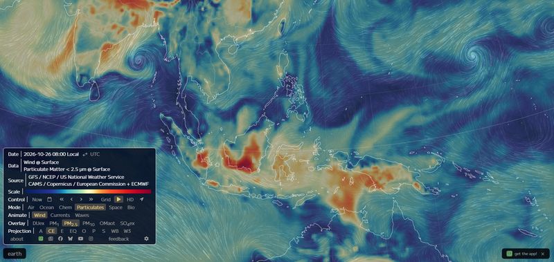 Earth Null School untuk memantau pergerakan asap karhutla.