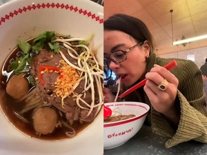Hobi Jajan! Intip Eva Celia Seruput Milk Tea hingga Makan Boat Noodle