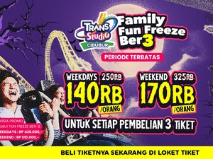 Ada Promo Family Fun Freeze Trans Studio Cibubur, Tiket Ber-3 Mulai Rp140 Ribu!