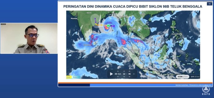Tangkapan layar konferensi pers yang disiarkan langsung via YouTube BNPB