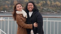 Cesen dan Marshel Widianto kali ini liburan ke Eropa. Ia sampai di Oslo, Norwegia, sejak kemarin. (Foto: dok Instagram ceseniy)