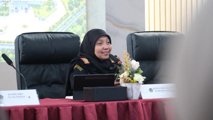 Kepala Perwakilan Kementerian Keuangan Sulsel, Martha Octvia dalam rilis kinerja APBN Sulsel tahun anggara 2026.