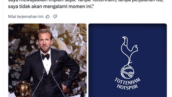 Kane pun berterima kasih pada Tottenham, klub yang paling lama dia bela. Foto: X.com