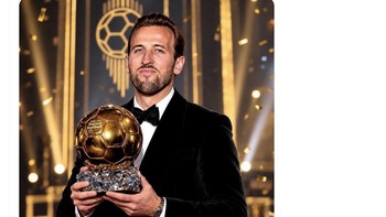 Kane menjadi pemain asal Inggris kelima yang memenangkan Ballon dOr. Foto: X.com