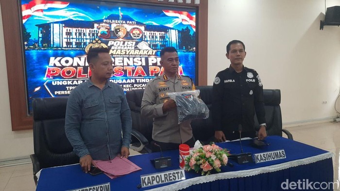 Rilis pers kasus pemerkosaan gadis di bawah umur di Polresta Pati, Selasa (27/10/2026).