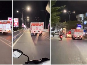 Viral Truk KDMP Ugal-ugalan di Flyover Bandar Lampung