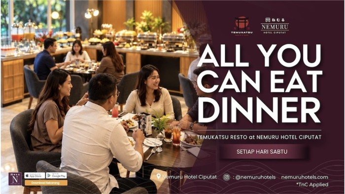 Temukatsu Resto di Nemuru Hotel Ciputat menghadirkan program All You Can Eat Dinner dengan aneka sajian Nusantara bercita rasa autentik