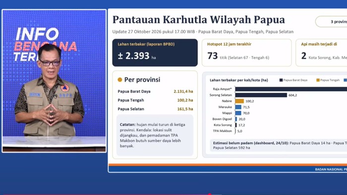 BNPB update kondisi karhutla di wilayah Papua (dok. YouTube BNPB)