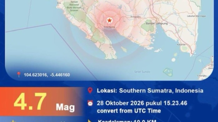 Gempa berkekuatan 4,7 magnitudo terjadi di Lampung