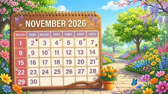 Ilustrasi Kalender November 2026.