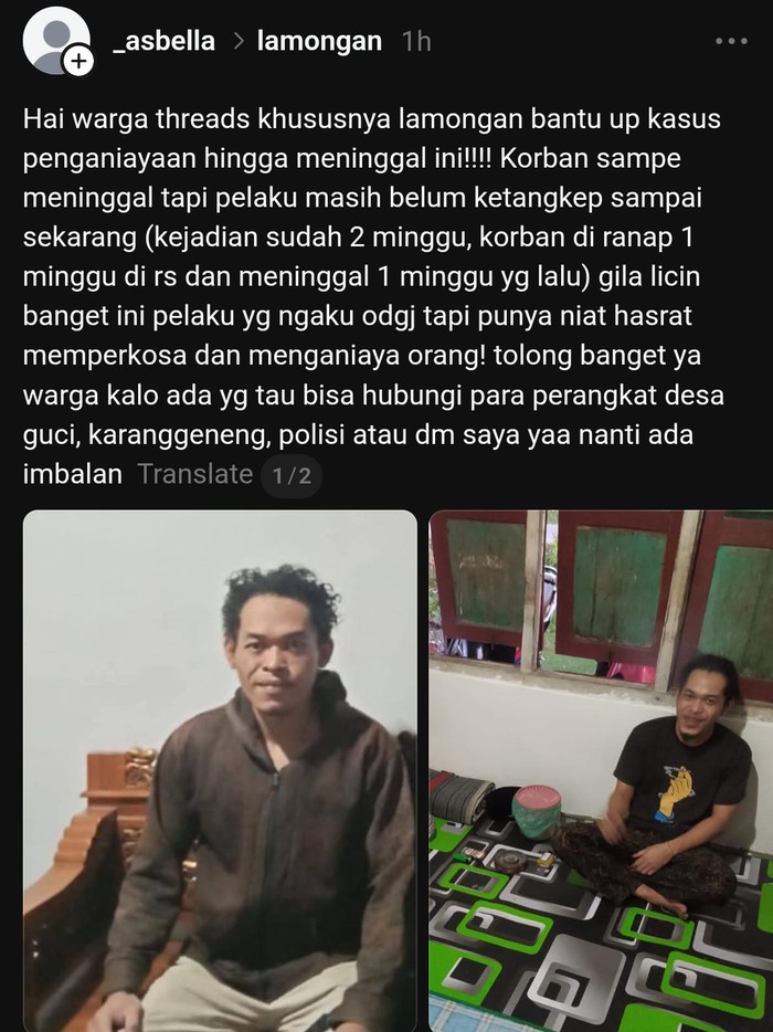 Kiriman viral tentang lansia dianiaya hingga tewas oleh pria Lamongan usai menolong siswi SMP yang diduga hendak diperkosa.