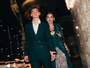 Gaya Couple Olla Ramlan Kondangan Bareng Tristan, Berkebaya Hijau Emerald