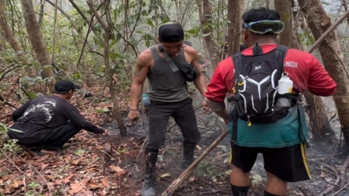 Sejumlah relawan mengaku kelelahan dan hendak pingsan demi mengamankan Pesalat TN Tanjung Puting dari kebakaran (dok Danson)