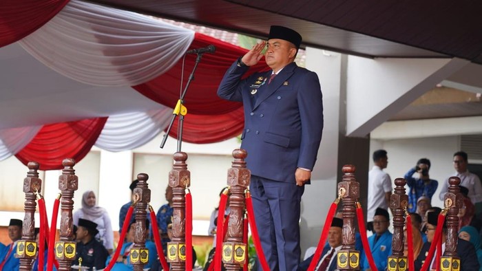 Bupati Bogor Rudy Susmanto sdalam peringatan Hari Sumpah Pemuda ke-98 di Alun-Alun Kabupaten Bogor, Rabu (28/10/2026).