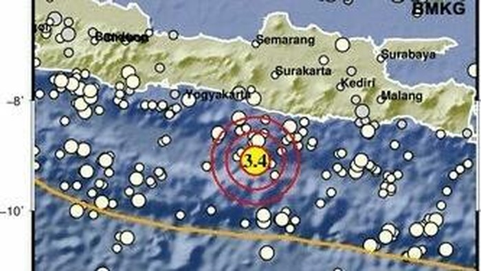 Gempa M 3,4 goyang Gunungkidul siang ini, Kamis (29/10/2026)