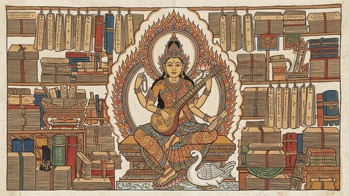 Ilustrasi - Dewi Saraswati. (Foto: Gemini AI)