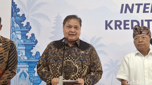 Menteri Koordinator Bidang Perekonomian, Airlangga Hartarto dalam acara International Fora for Kredit Program Pemerintah 2026 di Nusa Dua, Badung, Kamis (29/10/2026). (Fabiola Dianira/detikBali)