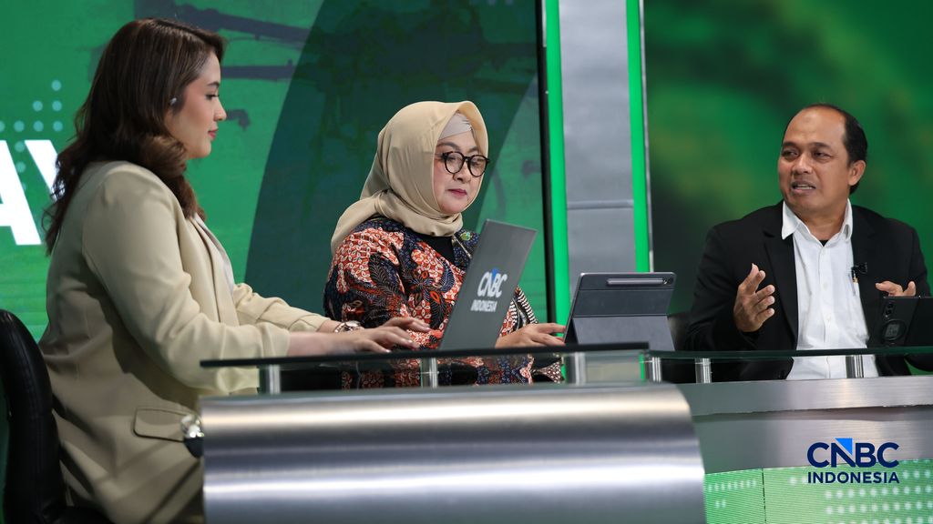 Kepala Balai Besar Perakitan dan Modernisasi Pertanian Tanaman Padi Amin Nur meyampaikan pemaparannya dalam acara World Food Day ”Inovasi untuk Kedaulatan Pangan Indonesia” di Jakarta, Jumat (30/10/2026). (CNBC Indonesia/Muhammad Sabki)