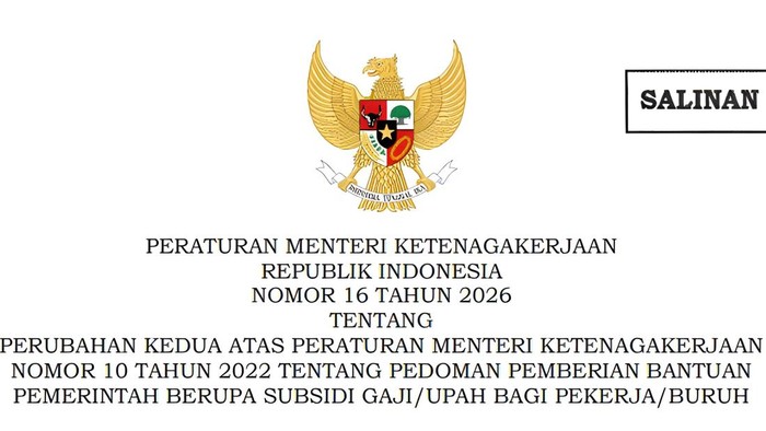 Permenaker Nomor 16 Tahun 2026 Permenaker Nomor 16 Tahun 2026