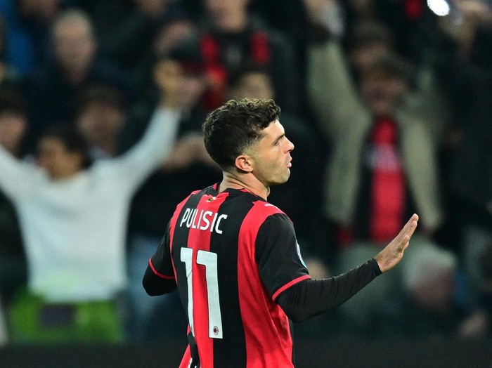 Soccer Football - Serie A - Udinese v AC Milan - Bluenergy Stadium, Udine, Italy - October 25, 2026 AC Milan's Christian Pulisic celebrates scoring their first goal REUTERS/Daniele Mascolo