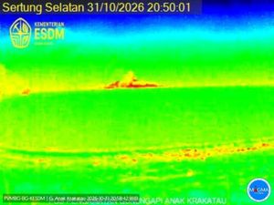 Gunung Anak Krakatau 7 Kali Erupsi Malam Ini, Status Level Siaga