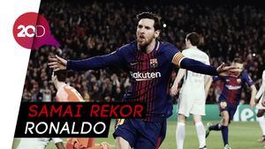 Aksi Messi Catatkan 100 Gol di Liga Champions