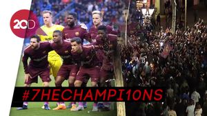 Rayakan Gelar La Liga, Fans Barca Tumpah ke Jalan 