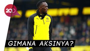 Aksi Usain Bolt Mengolah Kulit Bundar