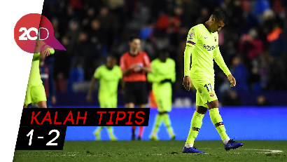 Messi-Suarez Absen, Barca Tumbang di Markas Levante