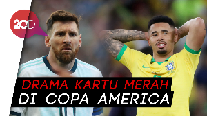 Beda Reaksi Messi dan Gabriel Jesus Saat Dikartu Merah