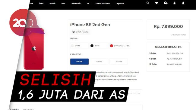  Harga  iPhone SE di  Indonesia  Dijual Mulai Rp 7 999 Juta