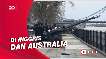 Suasana Hormat Senjata untuk Mendiang Pangeran Philip